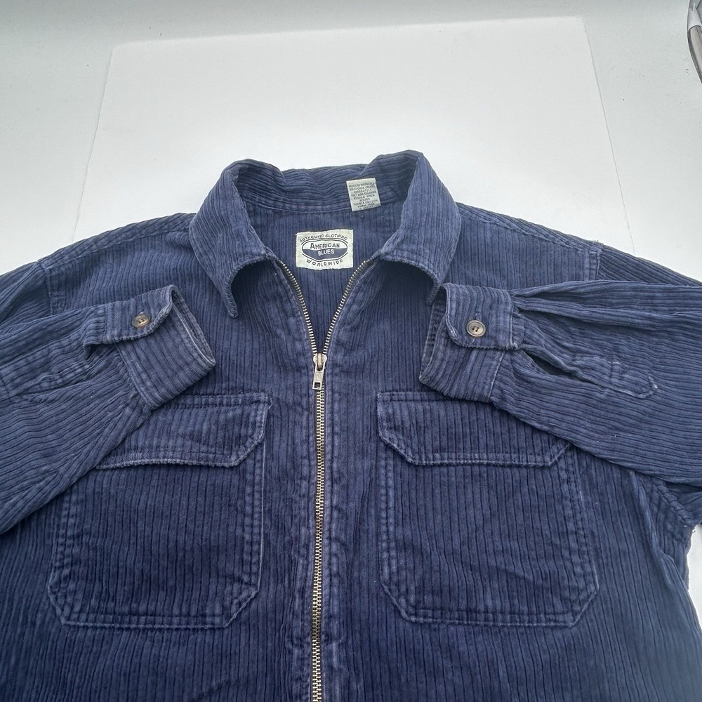 Authentic Clothing Worldwide American Blues Women's Corduroy Navy Blue Shirt Med